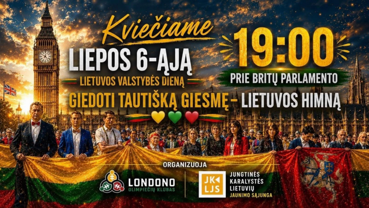 JK lietuviai kviečiami kartu švęsti Liepos 6-ąją Londone